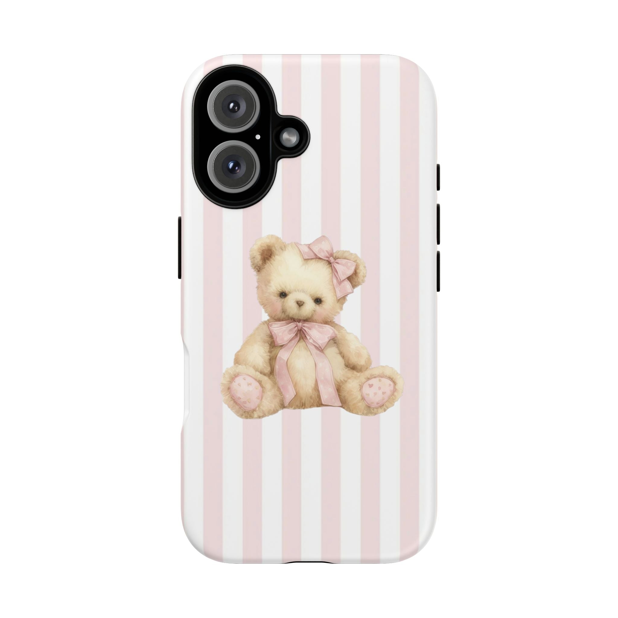 Pink Striped Teddy Bear Phone Case