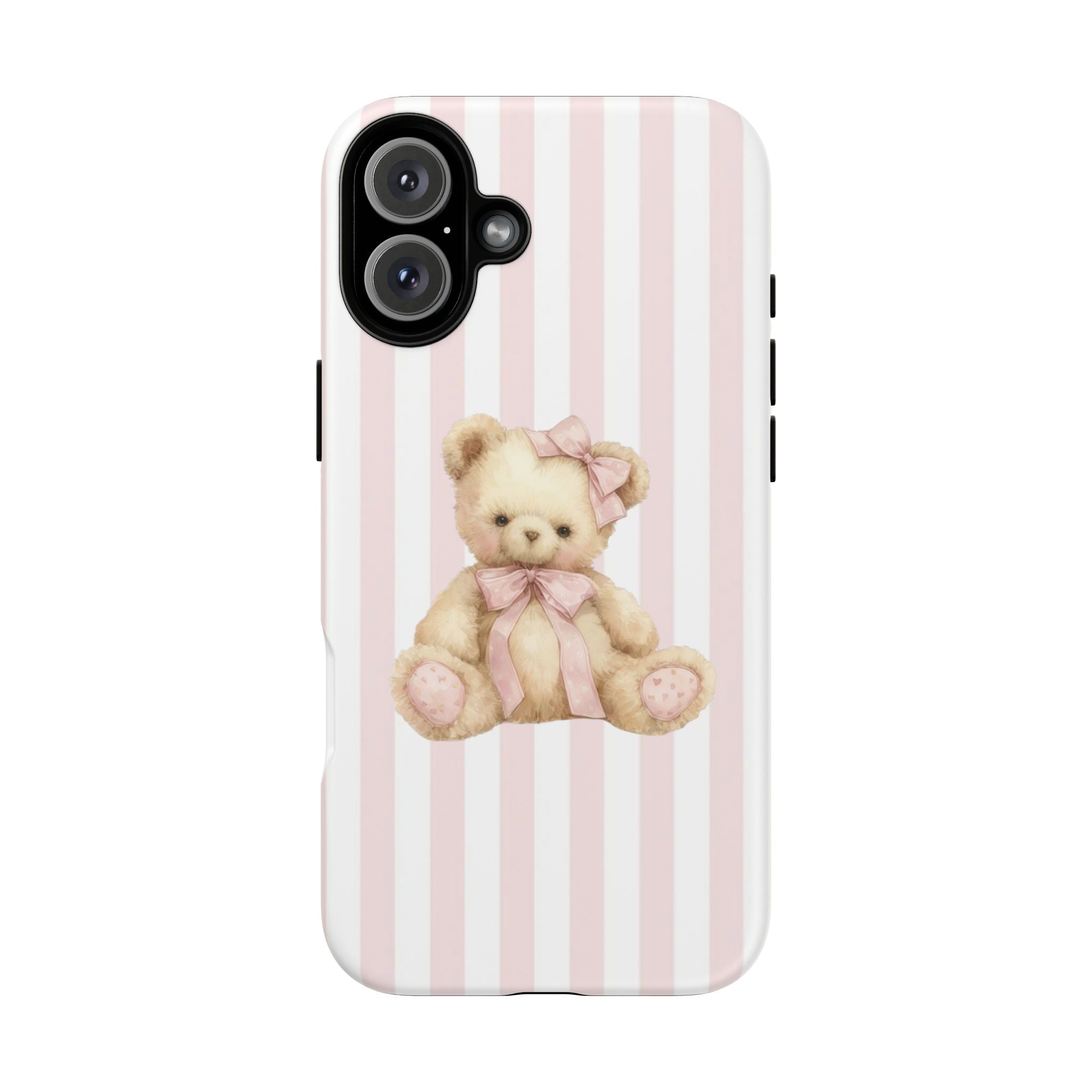 Pink Striped Teddy Bear Phone Case