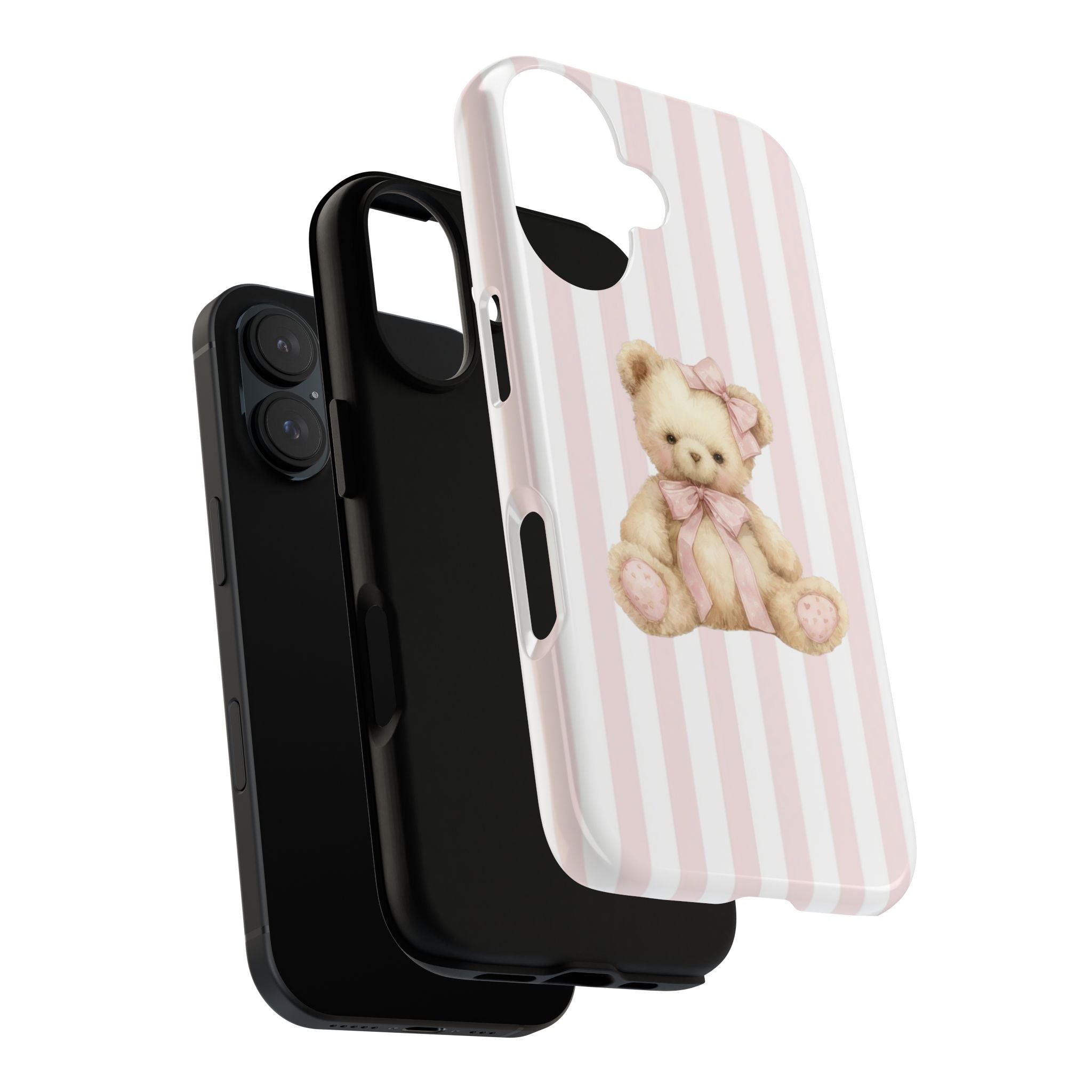 Pink Striped Teddy Bear Phone Case