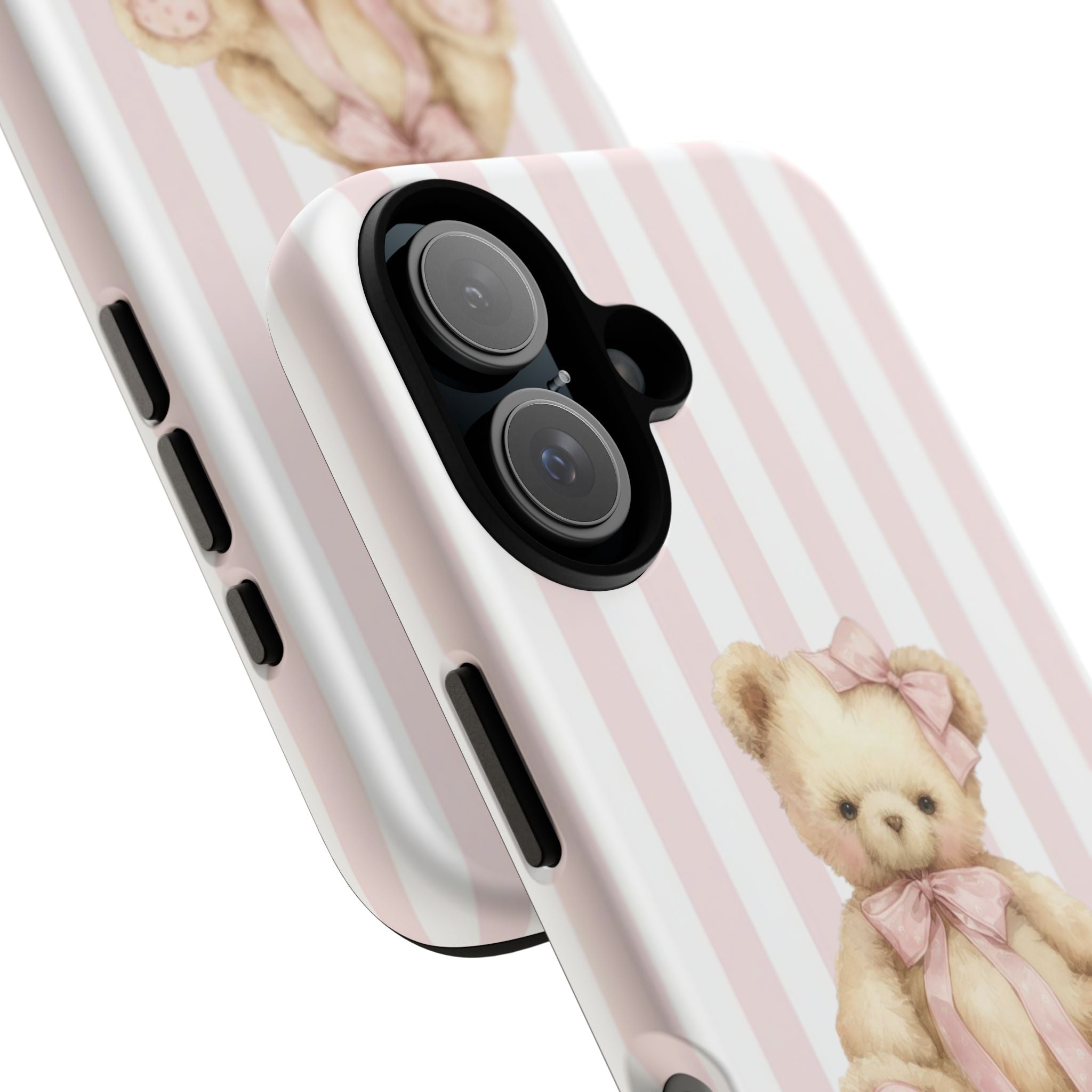Pink Striped Teddy Bear Phone Case