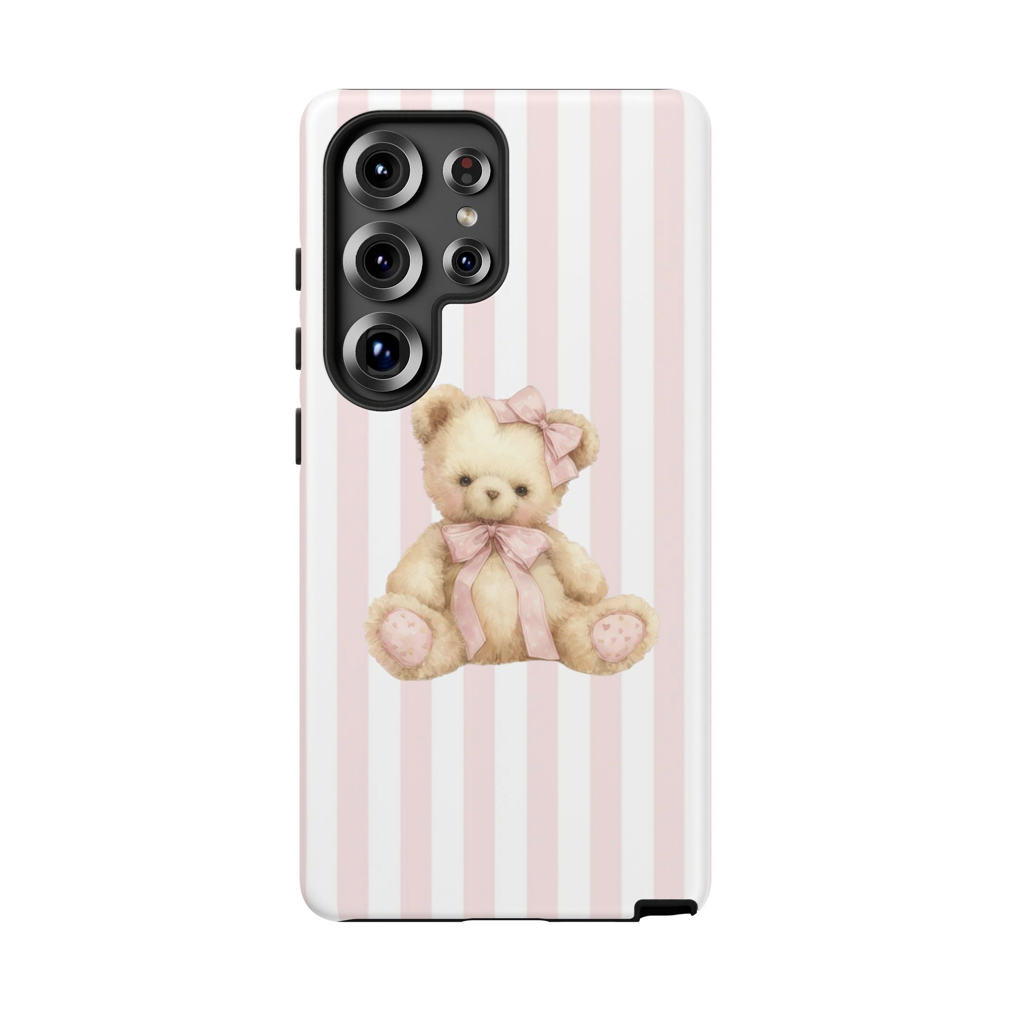 Pink Striped Teddy Bear Phone Case