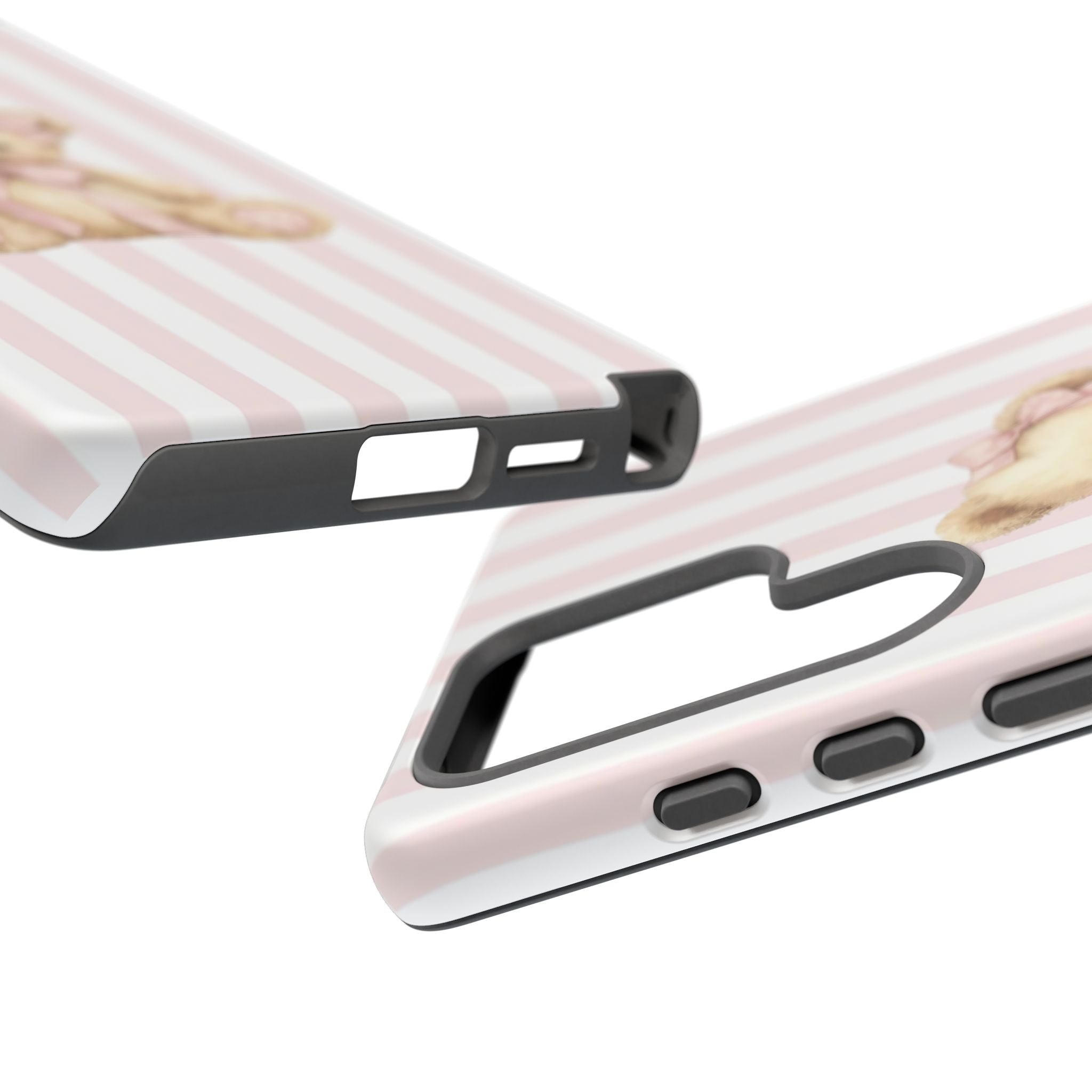 Pink Striped Teddy Bear Phone Case