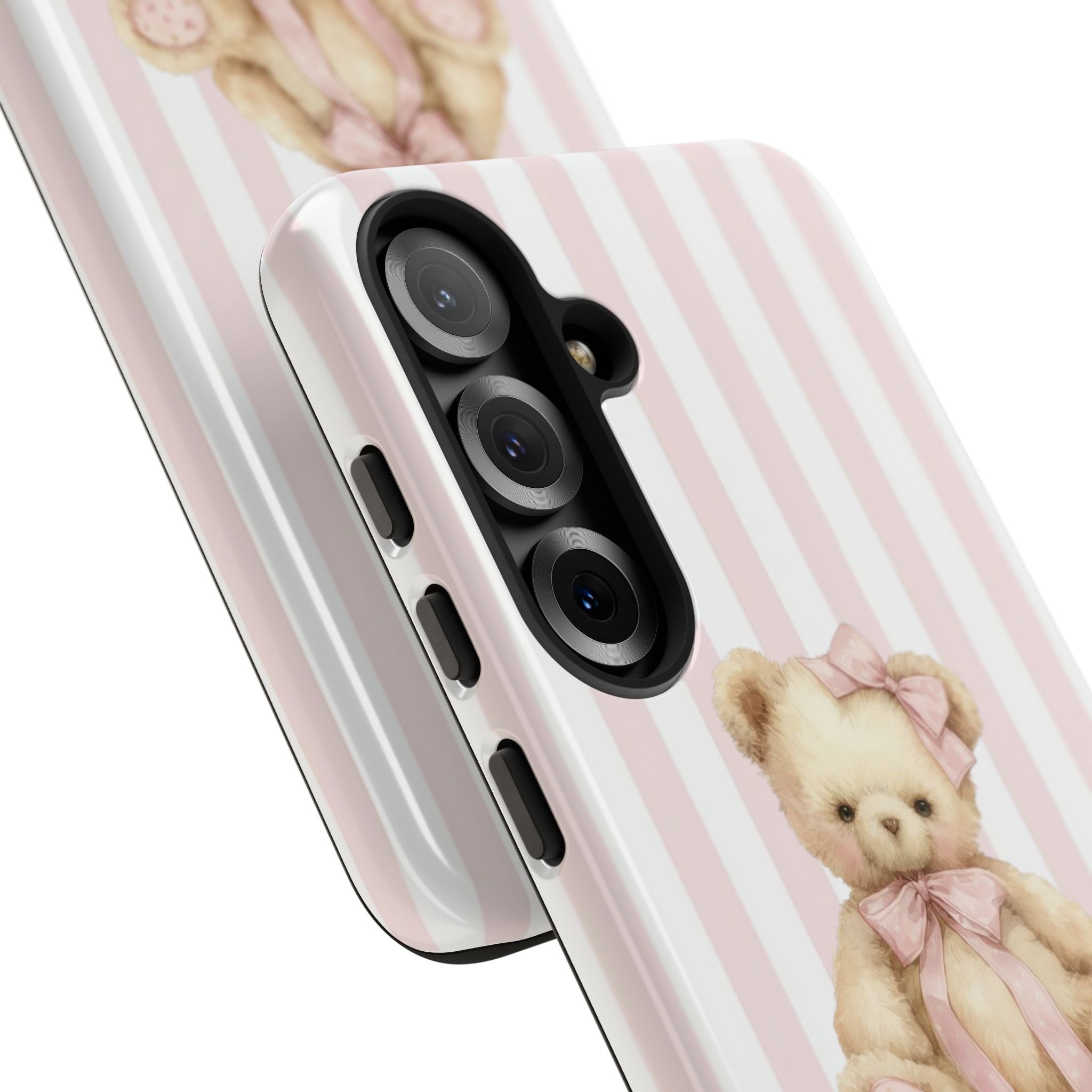 Pink Striped Teddy Bear Phone Case