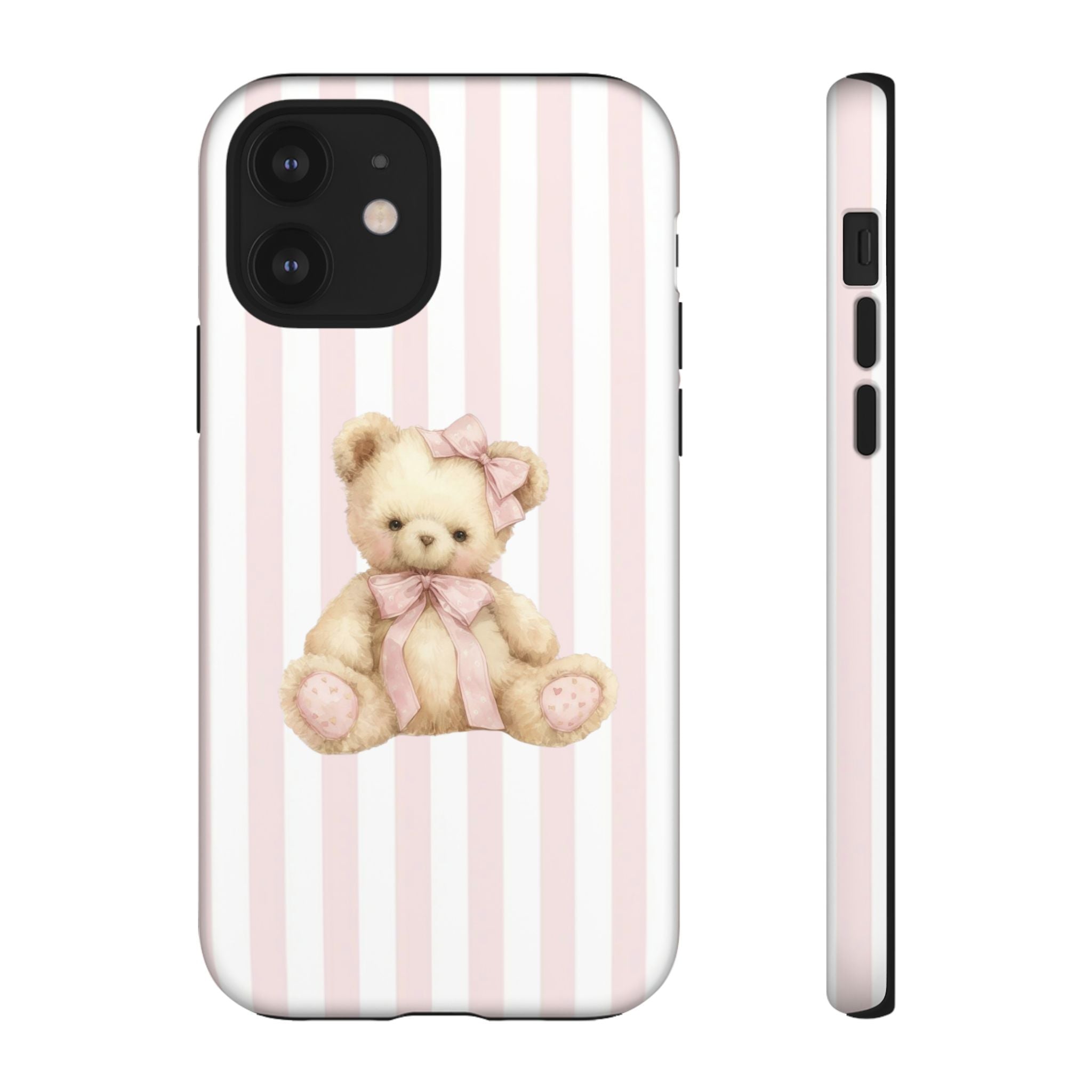 Pink Striped Teddy Bear Phone Case