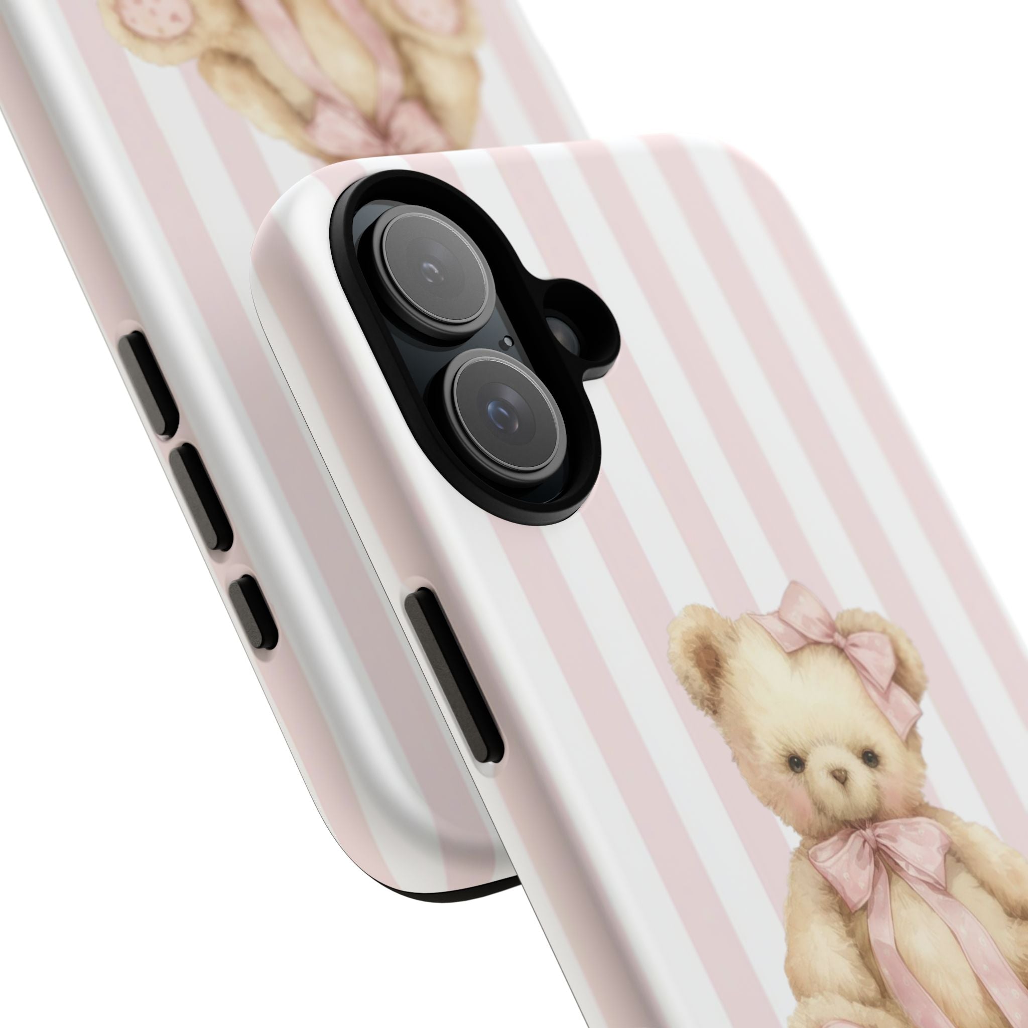 Pink Striped Teddy Bear Phone Case