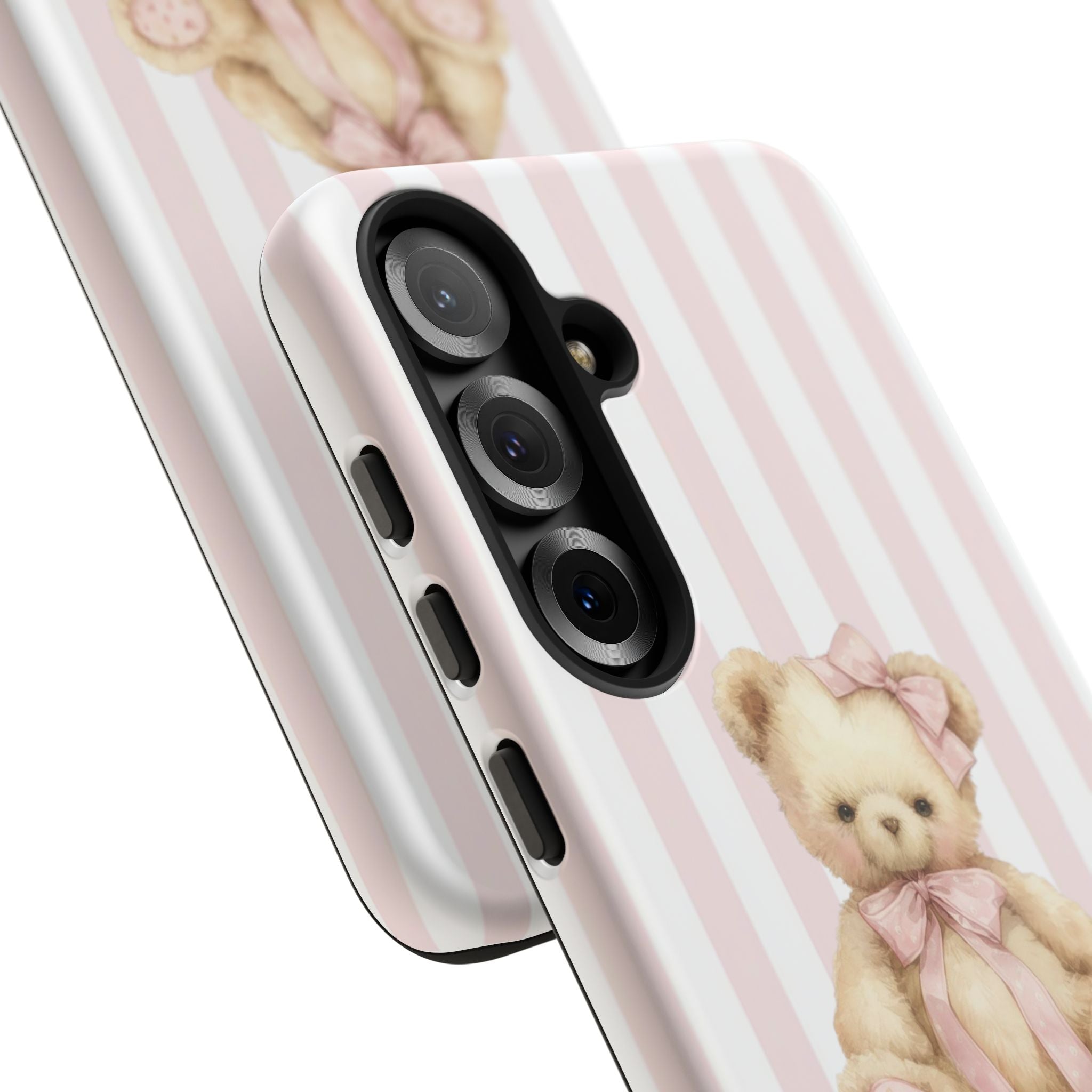 Pink Striped Teddy Bear Phone Case